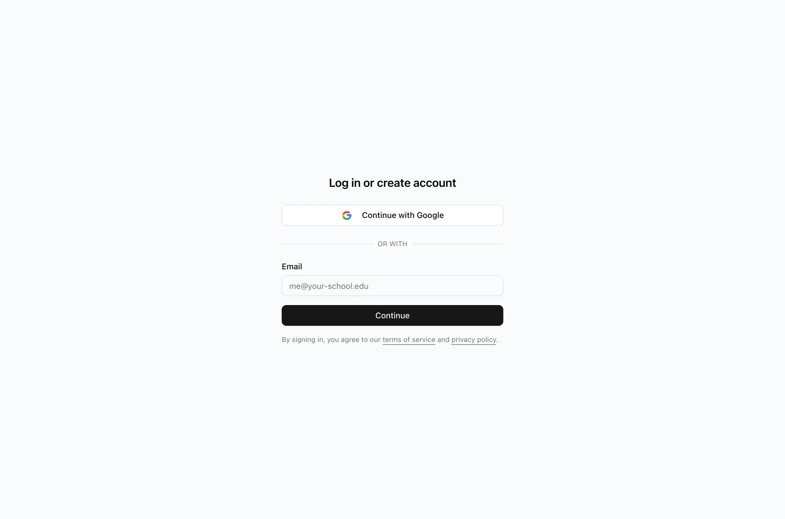 Vivipod sign-in page with Continue with Google and an email field