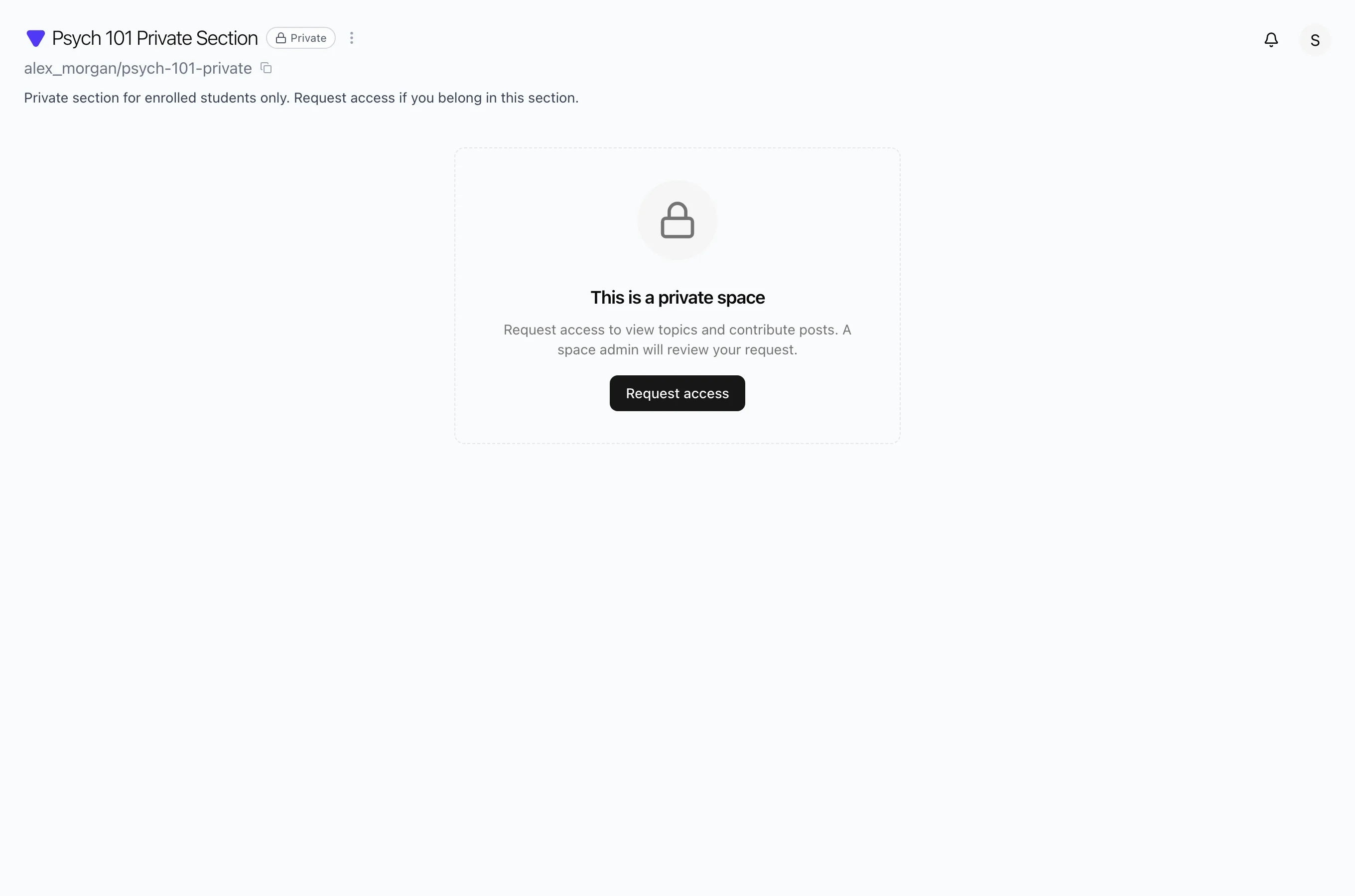 Private Space lock screen with Request access button