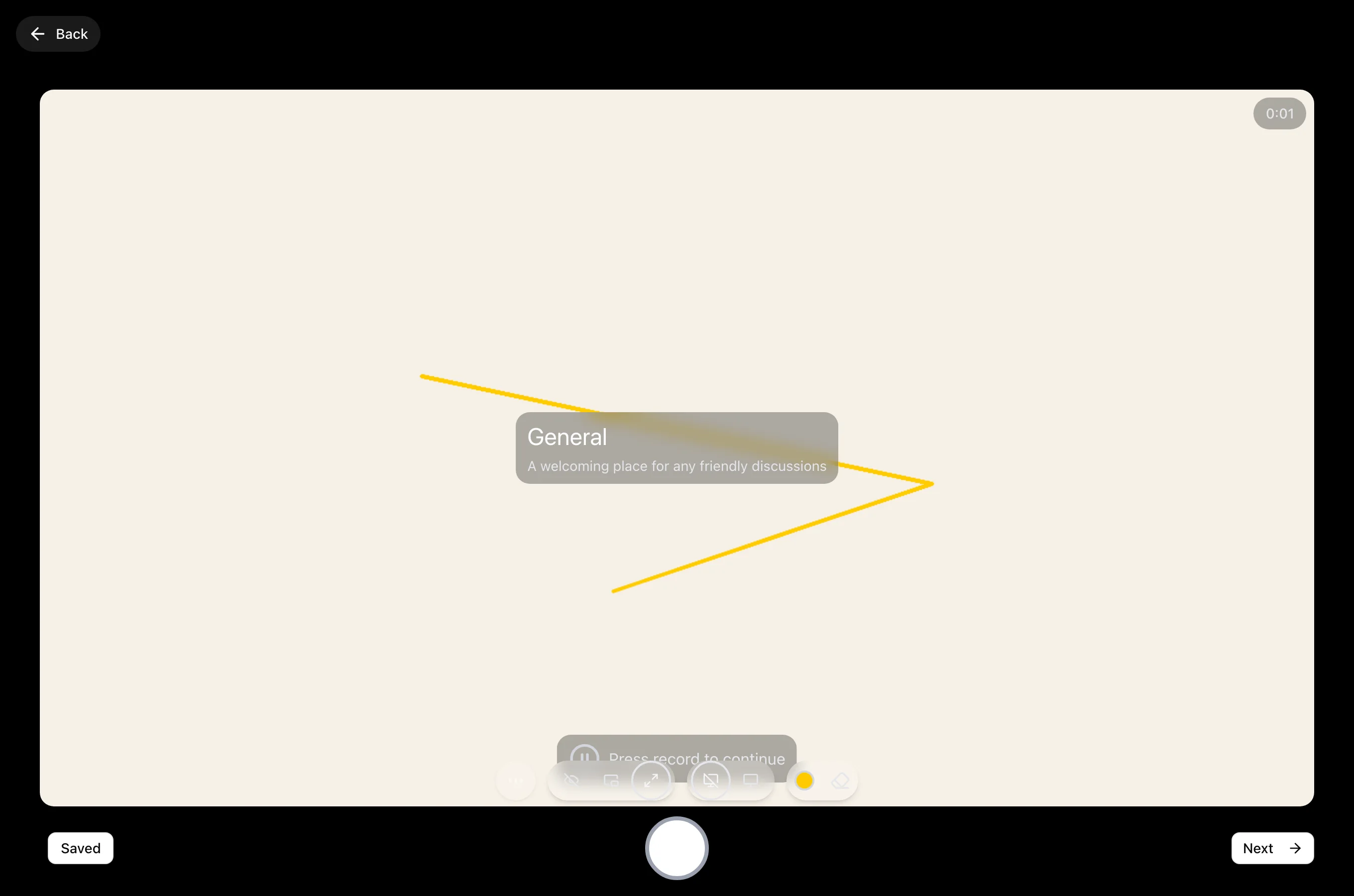 Recorder paused with Next available after a recorded segment