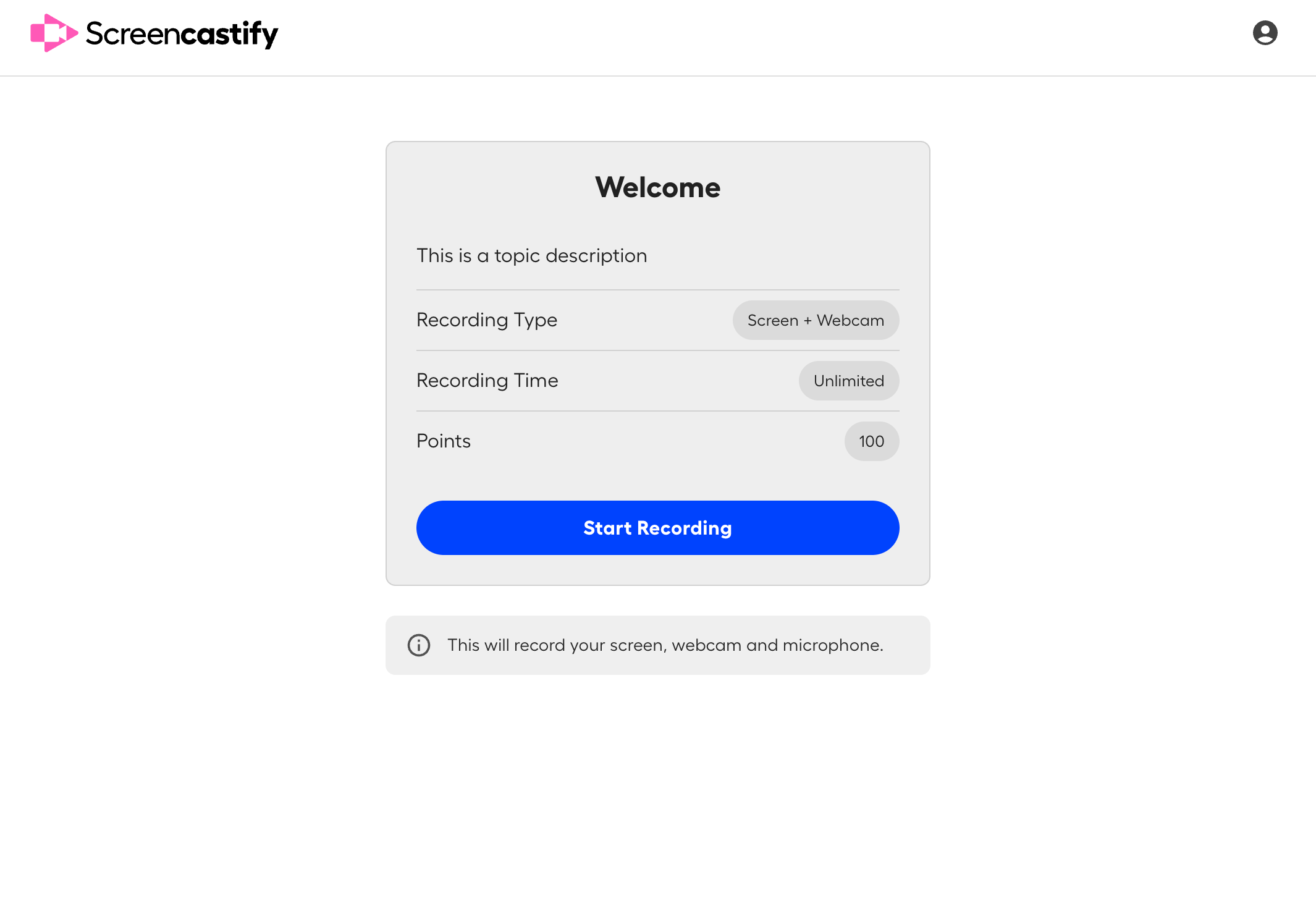 Screencastify Submit assignment start screen