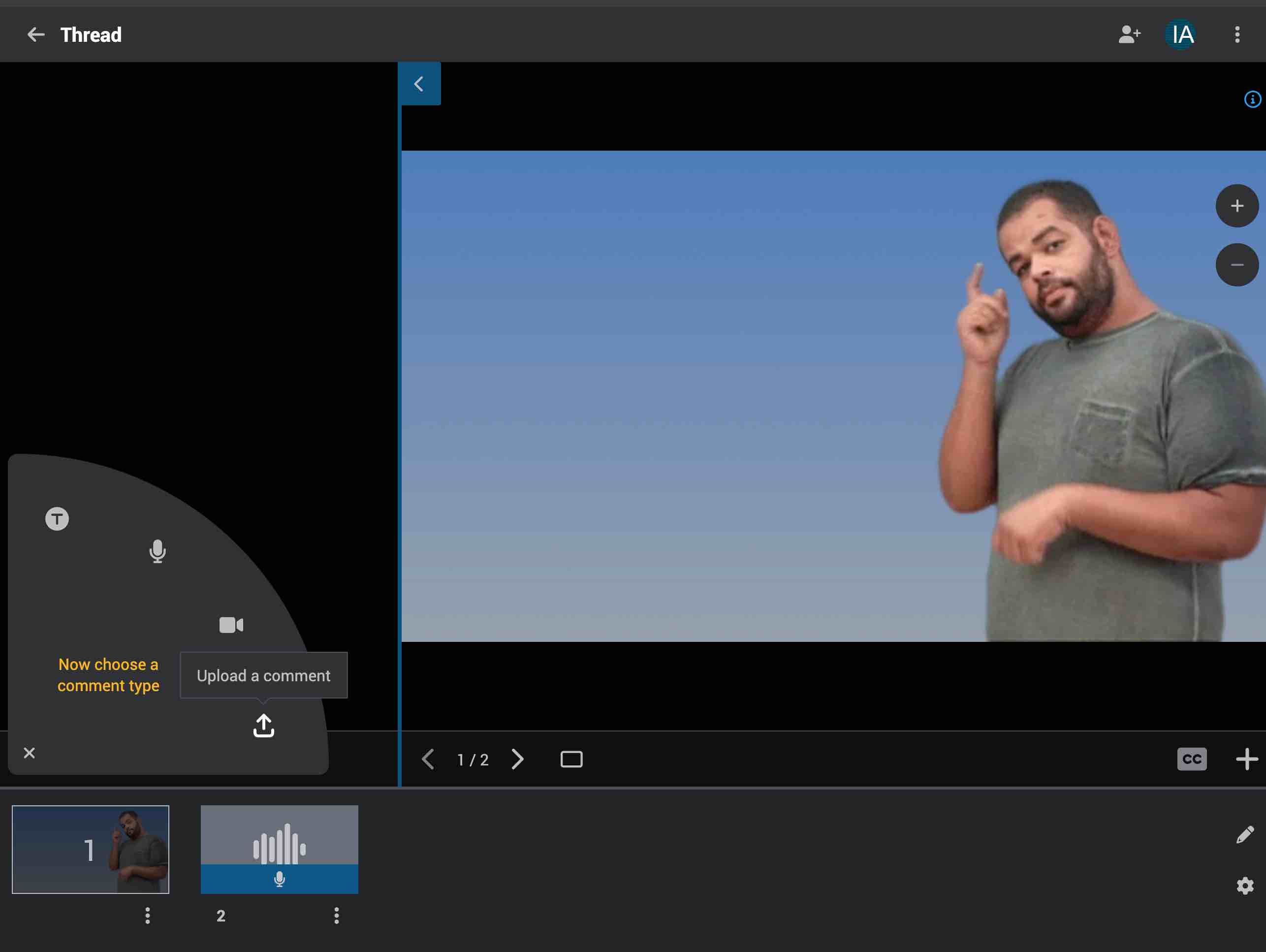 VoiceThread slides view with comment types